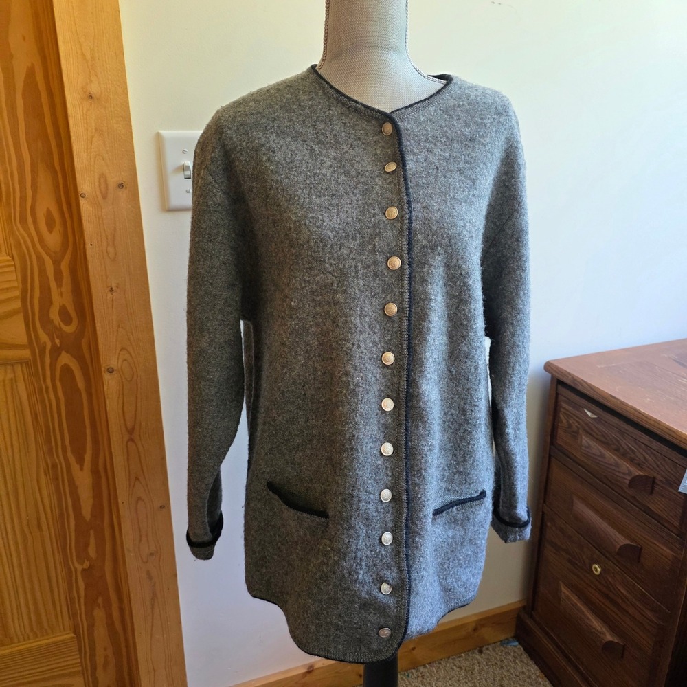 Vintage Classics by John Meyer Wool Cardigan Grey Button Front Sweater Large